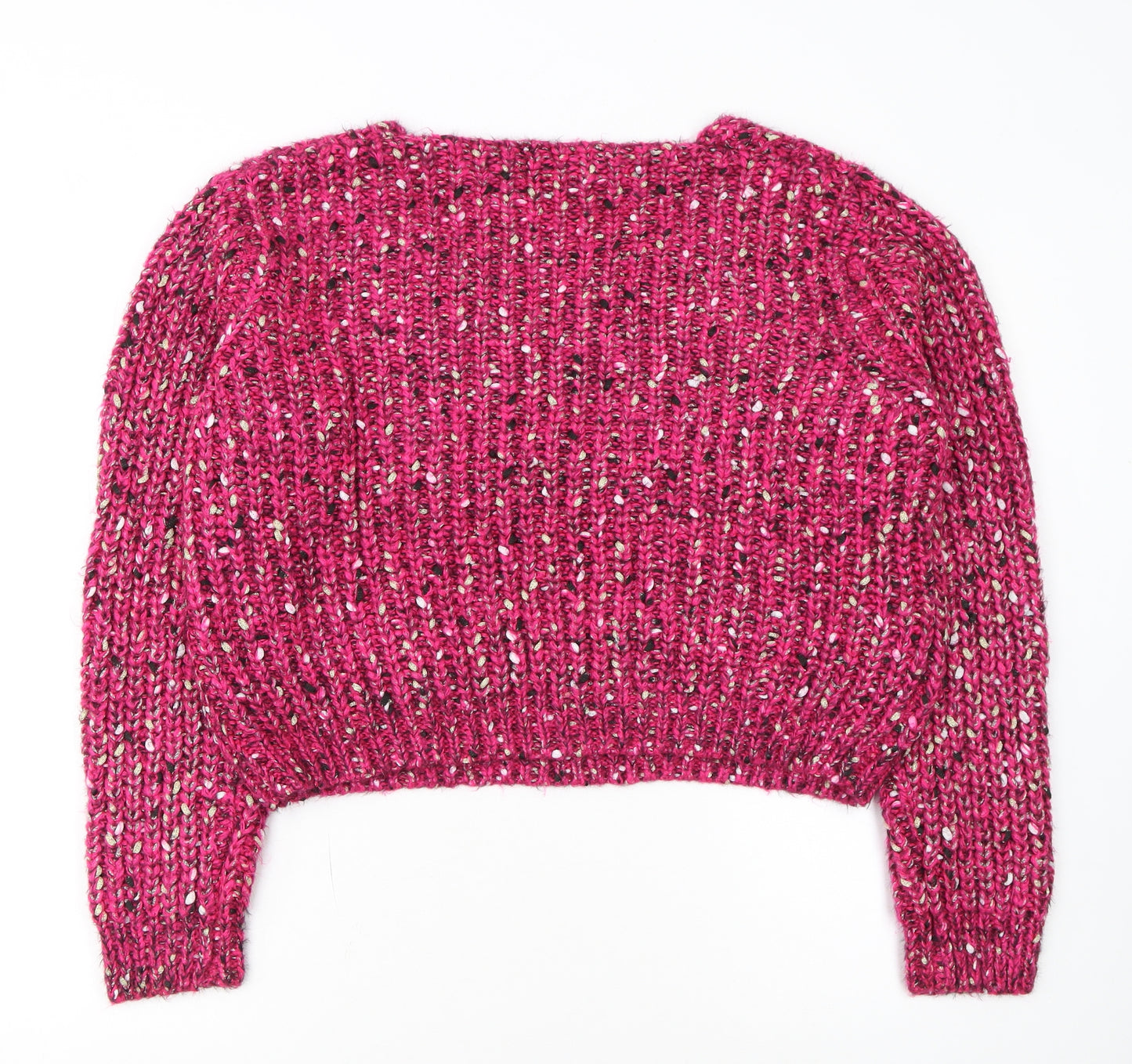 Cider Women Pink L Chunky Knit V-Neck Pullover Jumper