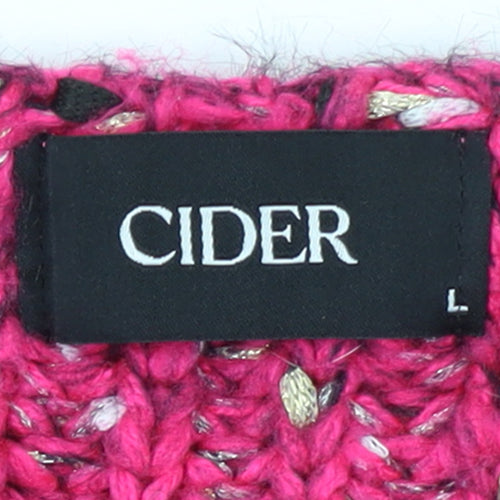Cider Women Pink L Chunky Knit V-Neck Pullover Jumper