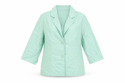 Emreco Women Mint Green Linen Blend Blazer Jacket UK 10 Classic 3/4 Sleeve