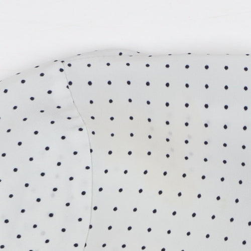 Bm Womens White Polka Dot Short Sleeve Button-Up Blouse Size 14