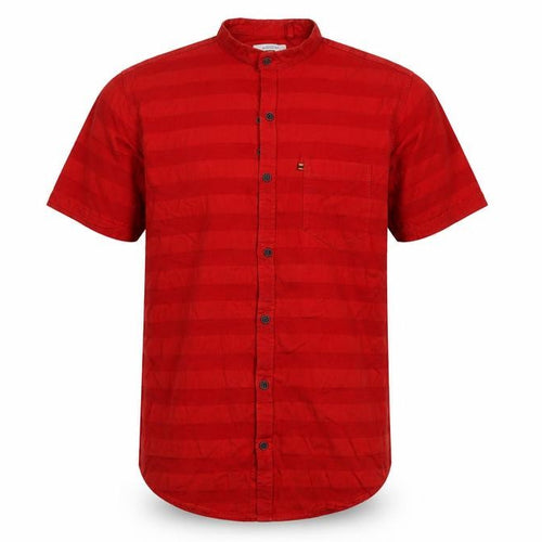 Gansta Men's Red Short Sleeve Slim Fit Button-Up Shirt M