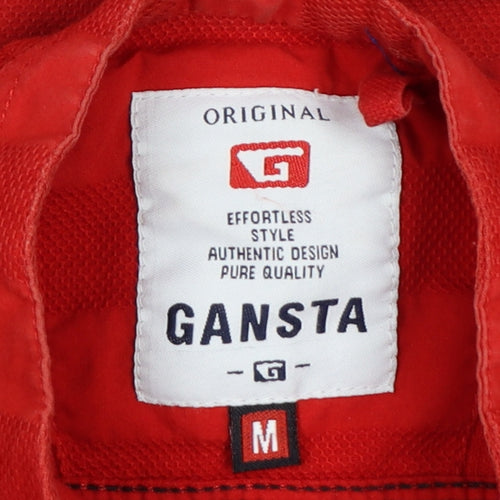 Gansta Men's Red Short Sleeve Slim Fit Button-Up Shirt M