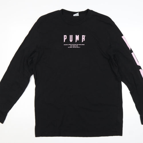 Puma Men's Black Long Sleeve Crew Neck Cotton T-Shirt M