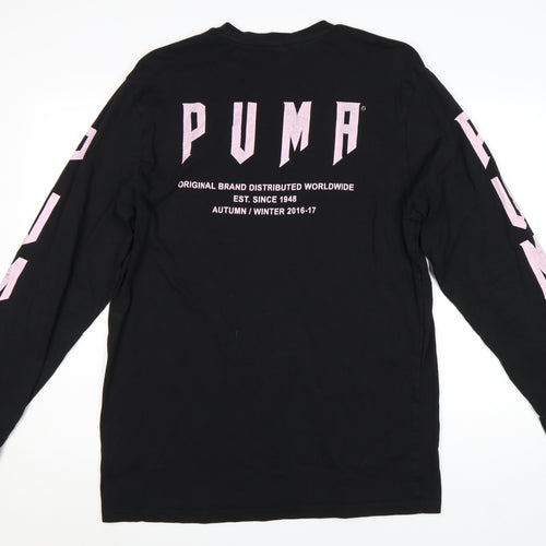 Puma Men's Black Long Sleeve Crew Neck Cotton T-Shirt M