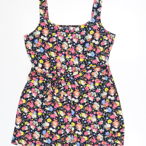 Dunnes Stores Women's Navy Floral Playsuit Small Polyester Blend