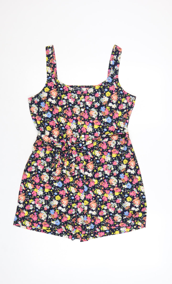 Dunnes Stores Women's Navy Floral Playsuit Small Polyester Blend
