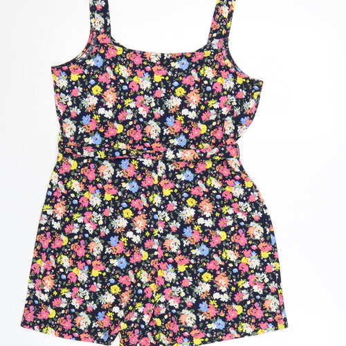 Dunnes Stores Women's Navy Floral Playsuit Small Polyester Blend