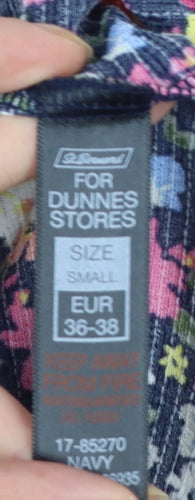 Dunnes Stores Women's Navy Floral Playsuit Small Polyester Blend