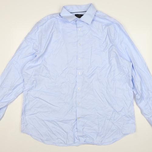 Marks and Spencer Men’s Blue Regular Fit 18” Cotton Dress Shirt