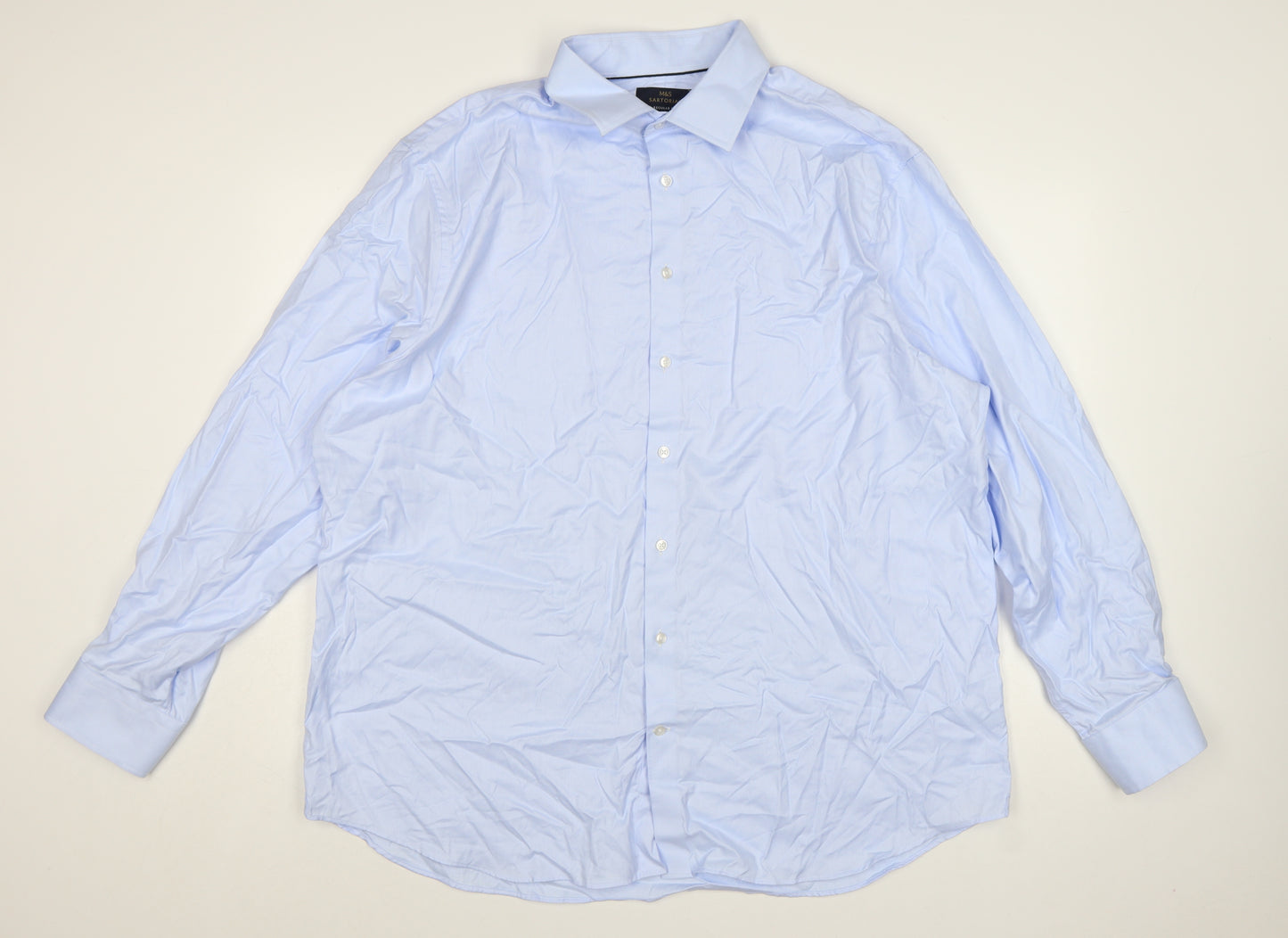 Marks and Spencer Men’s Blue Regular Fit 18” Cotton Dress Shirt