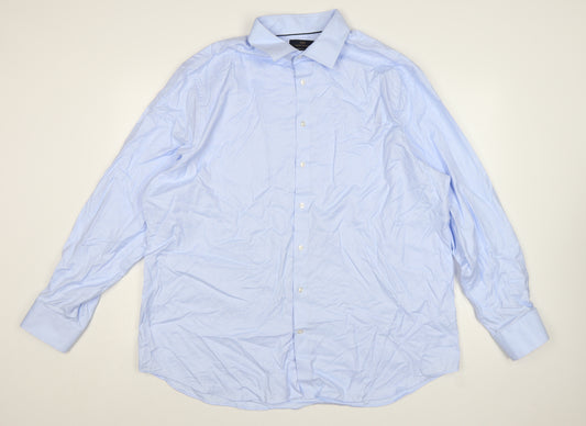 Marks and Spencer Men’s Blue Regular Fit 18” Cotton Dress Shirt
