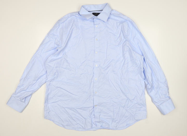 Marks and Spencer Men’s Blue Regular Fit 18” Cotton Dress Shirt