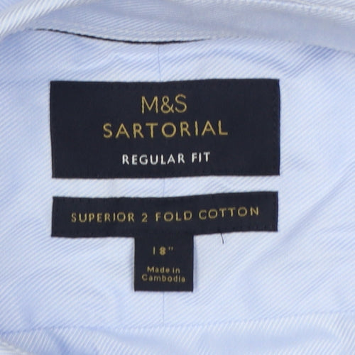 Marks and Spencer Men’s Blue Regular Fit 18” Cotton Dress Shirt
