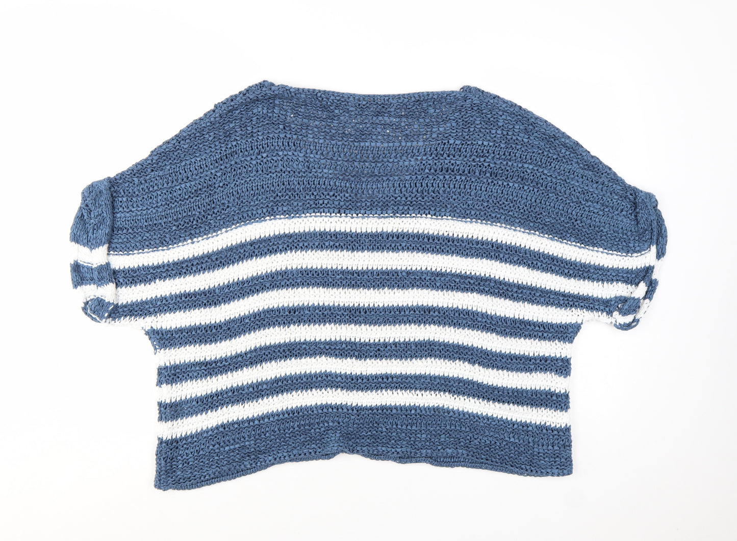 Next Women Blue White Striped V-Neck Knit Jumper XL
