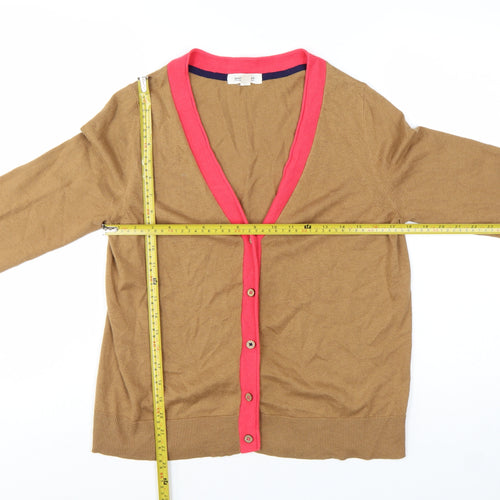 White Stuff Women Brown Cardigan UK 10 V-Neck Lightweight Knit