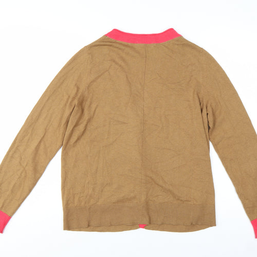 White Stuff Women Brown Cardigan UK 10 V-Neck Lightweight Knit