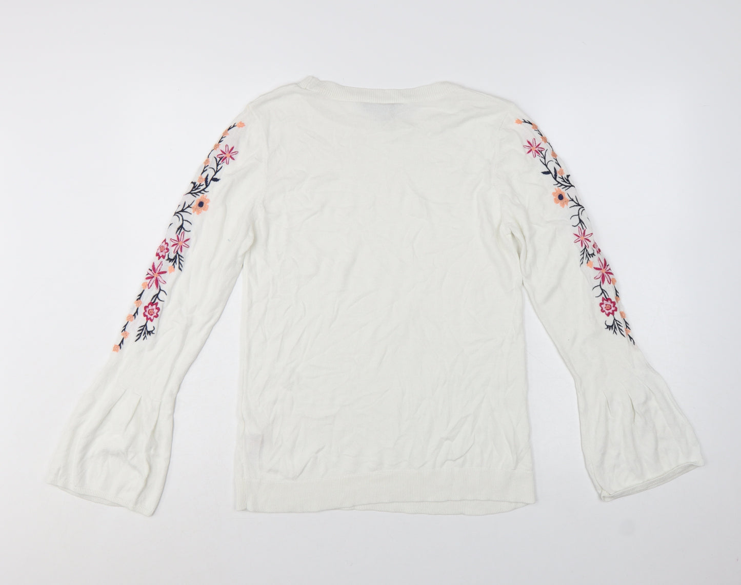 Dorothy Perkins Women's White Floral Embroidered Jumper UK 12