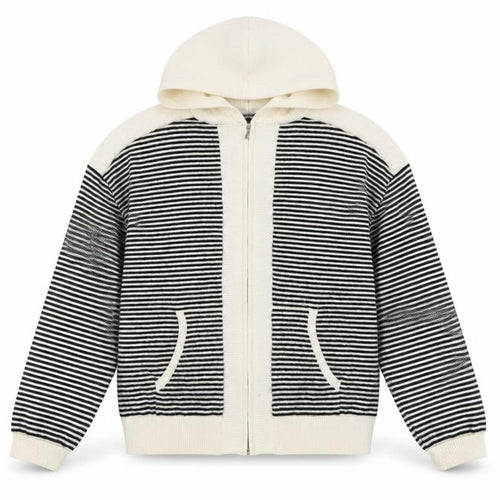 Marks and Spencer Women Black Stripe Full Zip Knit Hoodie M