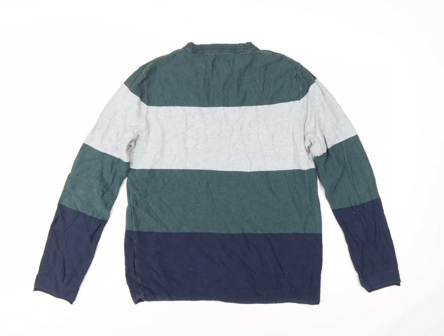 Jack & Jones Mens Multicoloured Cotton Striped Crew Neck Jumper L