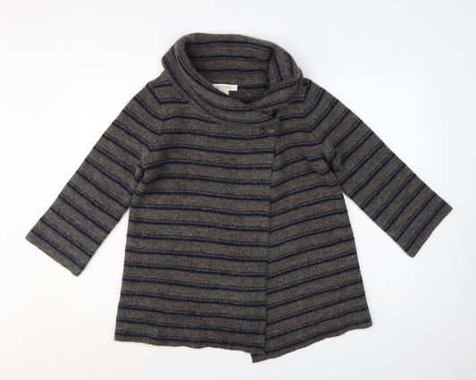 Ellen Tracy Women's Grey Striped Cowl Neck Cardigan Jumper M