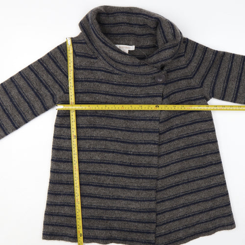 Ellen Tracy Women's Grey Striped Cowl Neck Cardigan Jumper M
