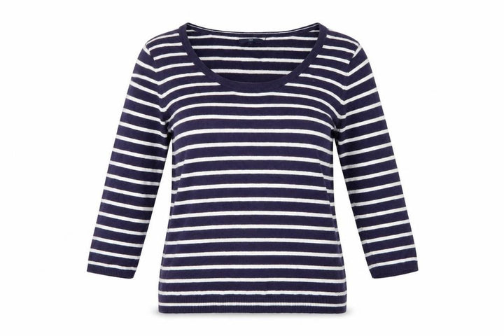 Gap Women’s Blue Striped 3/4 Sleeve Cotton Pullover Jumper Size L