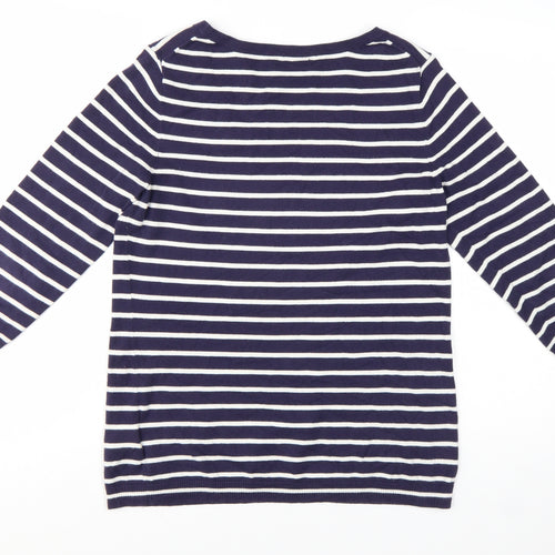 Gap Women’s Blue Striped 3/4 Sleeve Cotton Pullover Jumper Size L