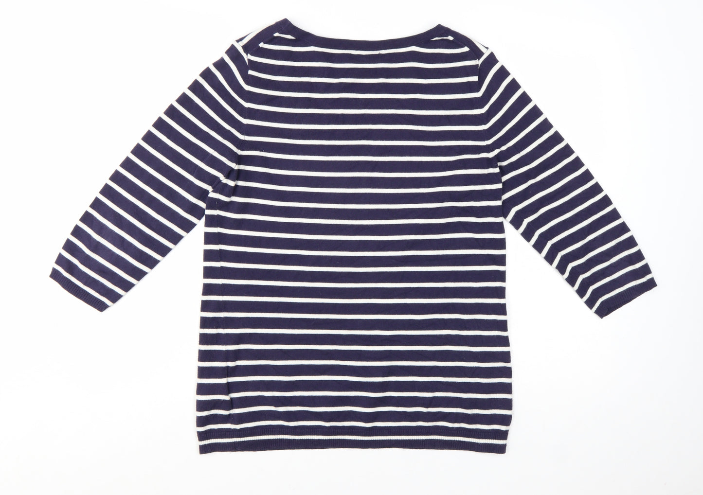 Gap Women’s Blue Striped 3/4 Sleeve Cotton Pullover Jumper Size L