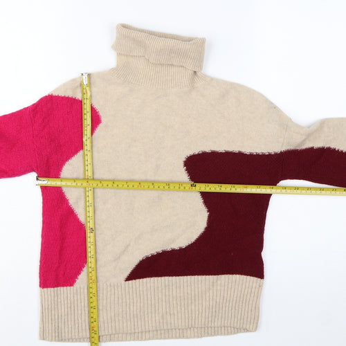White Stuff Women’s Beige Roll Neck Wool Blend Jumper Size 6