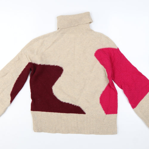 White Stuff Women’s Beige Roll Neck Wool Blend Jumper Size 6