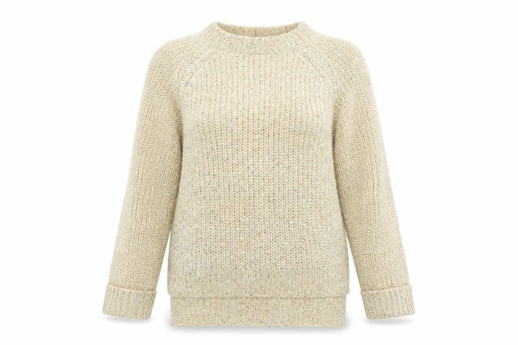 Front view of West One Women's Beige Chunky-Knit jumper S/M Acrylic Blend