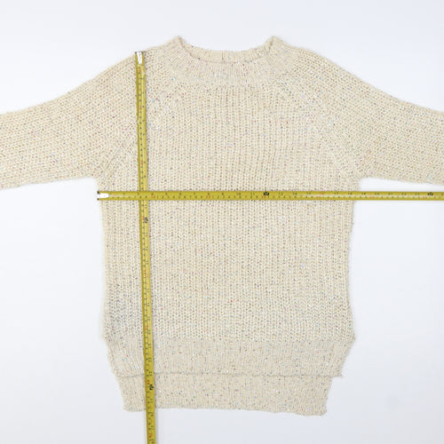 West One Women's Beige Chunky-Knit Pullover Jumper S/M Acrylic Blend