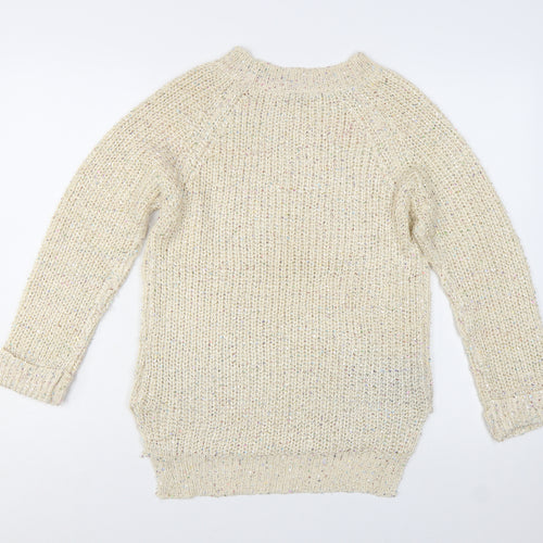 West One Women's Beige Chunky-Knit Pullover Jumper S/M Acrylic Blend