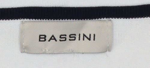 Bassini Women's White Striped Short Sleeve Pullover Jumper Size L