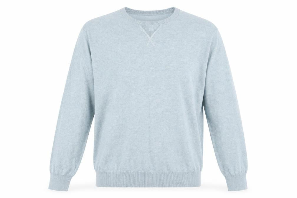 Front view of Marks & Spencer Men's Blue Cotton Crew Neck Jumper XL