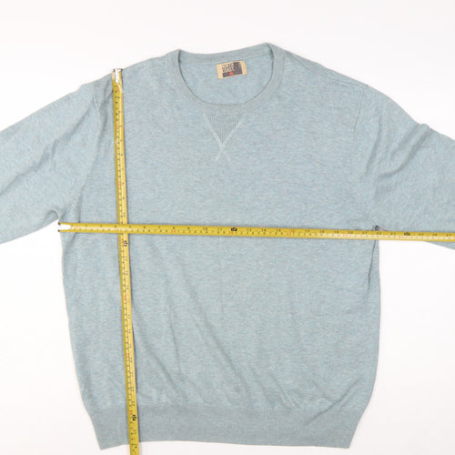 Marks and Spencer Men's Blue Cotton Crew Neck Jumper XL