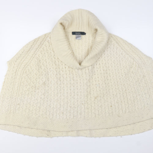 Islander Women's Ivory Merino Wool Roll Neck Cape Jumper Size M