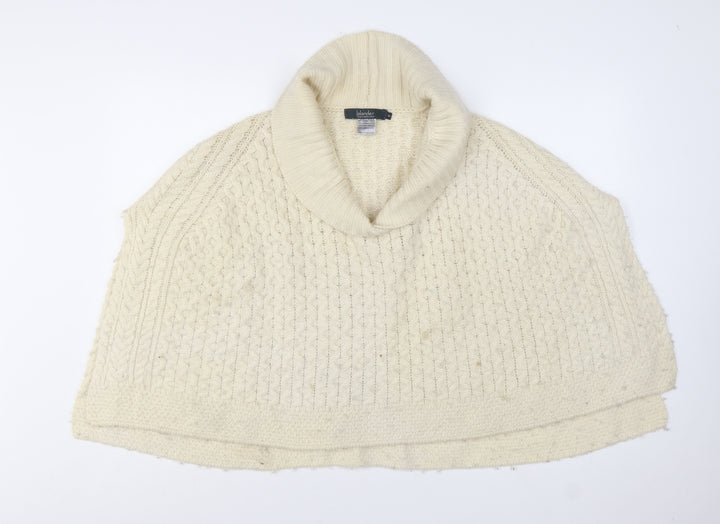 Islander Women's Ivory Merino Wool Roll Neck Cape Jumper Size M