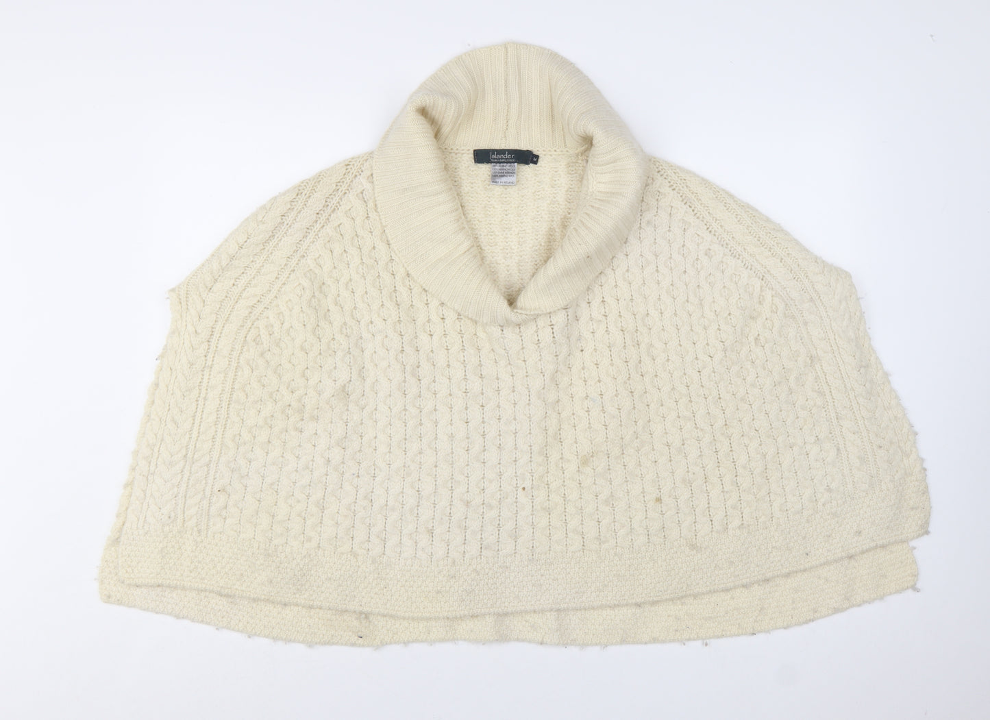 Islander Women's Ivory Merino Wool Roll Neck Cape Jumper Size M