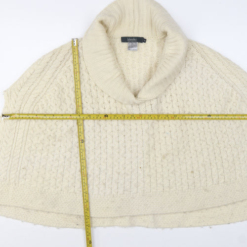 Islander Women's Ivory Merino Wool Roll Neck Cape Jumper Size M