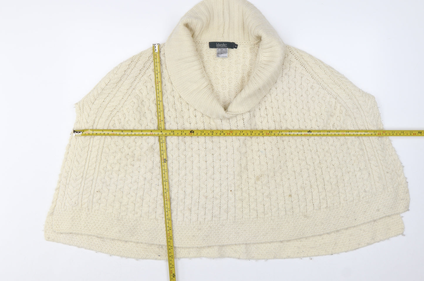 Islander Women's Ivory Merino Wool Roll Neck Cape Jumper Size M