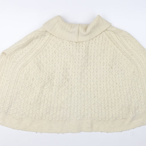 Islander Women's Ivory Merino Wool Roll Neck Cape Jumper Size M