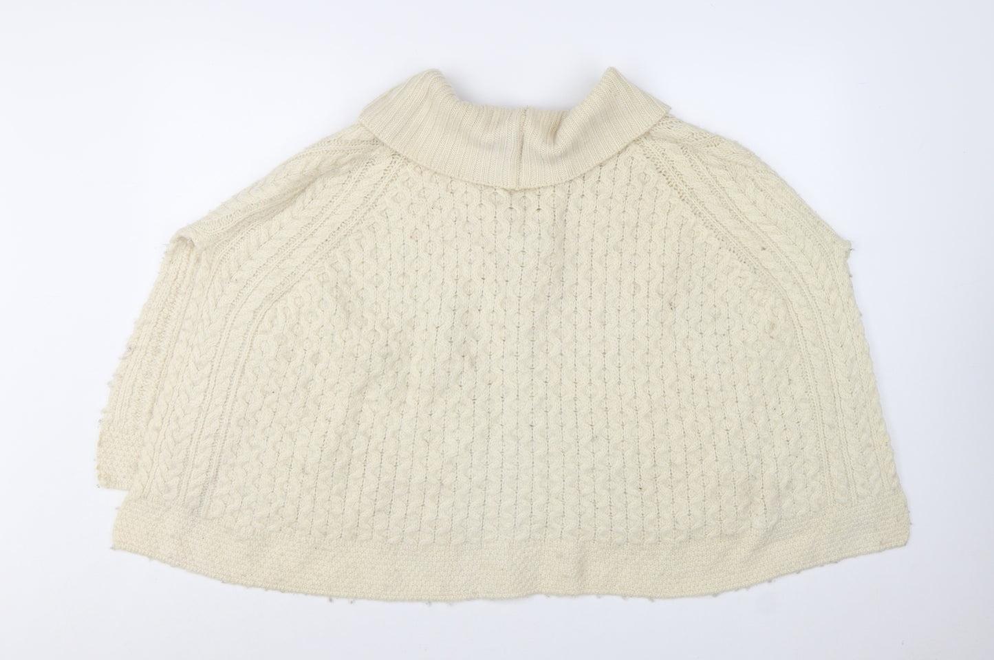 Islander Women's Ivory Merino Wool Roll Neck Cape Jumper Size M