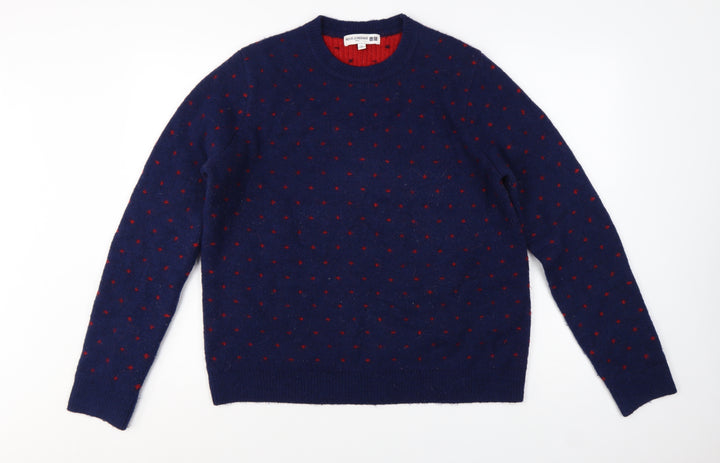Uniqlo Women Blue Red Polka Dot Wool Alpaca Knit Jumper XL