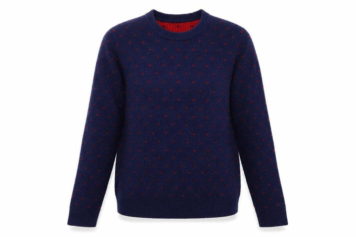Uniqlo Women Blue Red Polka Dot Wool Alpaca Knit Jumper XL