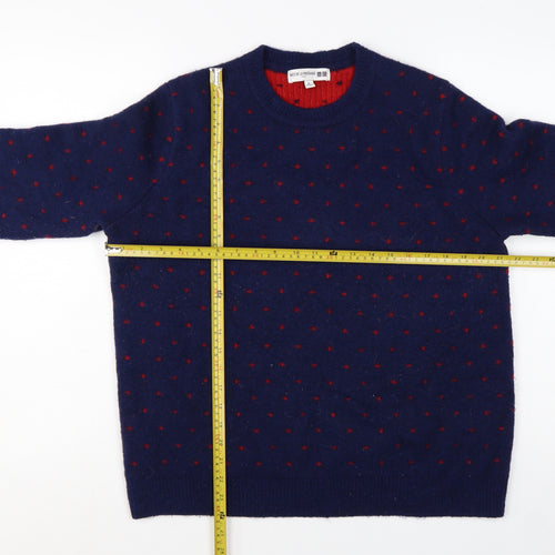 Uniqlo Women Blue Red Polka Dot Wool Alpaca Knit Jumper XL
