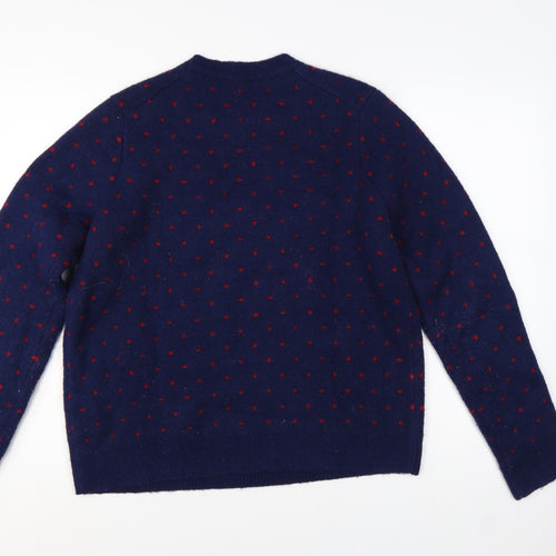 Uniqlo Women Blue Red Polka Dot Wool Alpaca Knit Jumper XL
