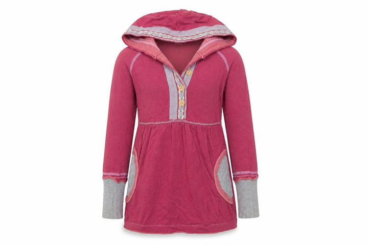 FatFace Girls Pink Cotton Hooded Tunic Jumper 6-7 Years