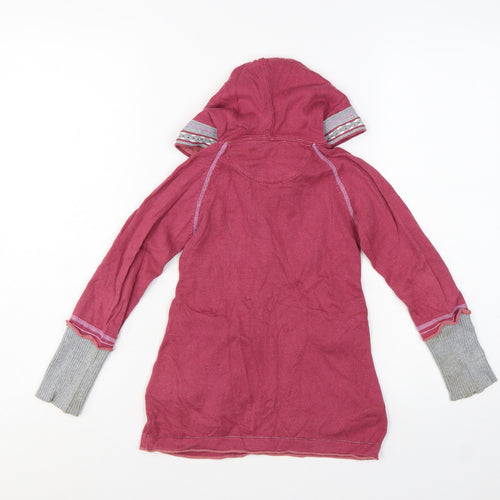 Fat Face Girls Pink Cotton Hooded Tunic Jumper 6-7 Years
