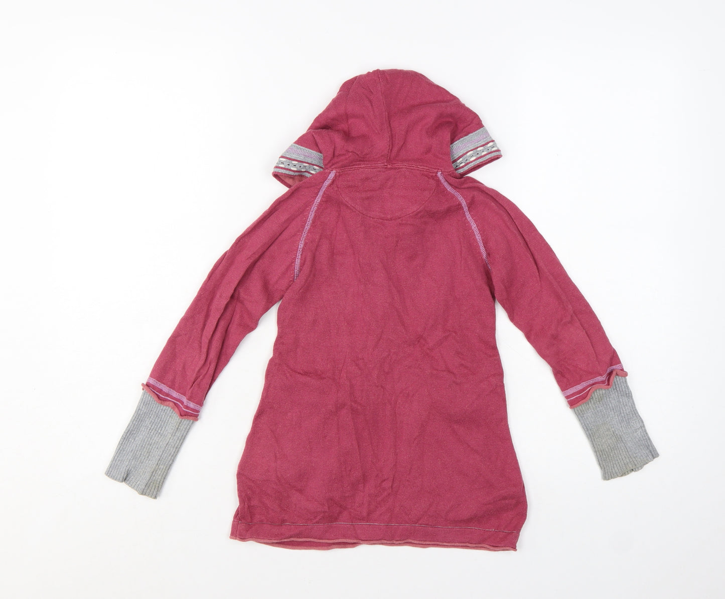 Fat Face Girls Pink Cotton Hooded Tunic Jumper 6-7 Years